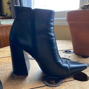 Black Leather Ankle Boots w/ Heel